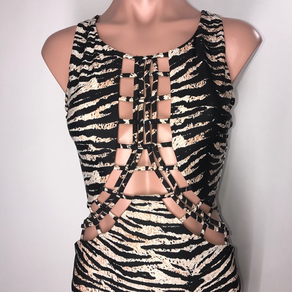 Vtg Volcom tiger print One Piece Swimsuit - Picture 4 of 8